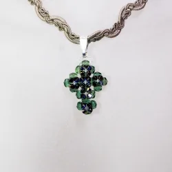 Pendant 40cm - Rusalka-Khaki Braid - Pendant 40cm - Laiton argenté